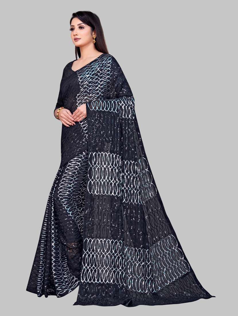 women solid with work embellished saree with blouse - 22103200 -  Standard Image - 1