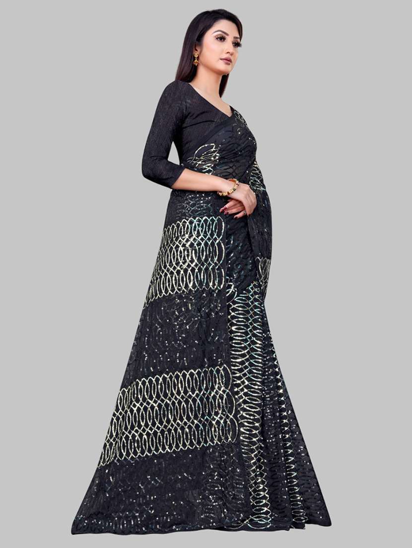 women solid with work embellished saree with blouse - 22103201 - Standard Image - 1