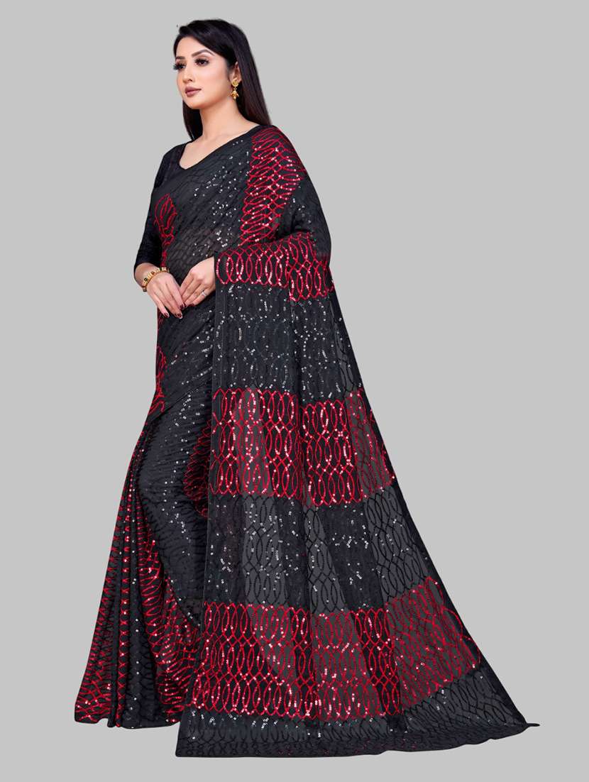 women solid with work embellished saree with blouse - 22103203 -  Standard Image - 1