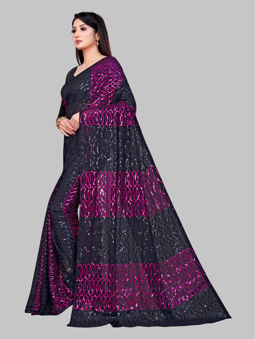 women solid with work embellished saree with blouse - 22103204 - Standard Image - 1