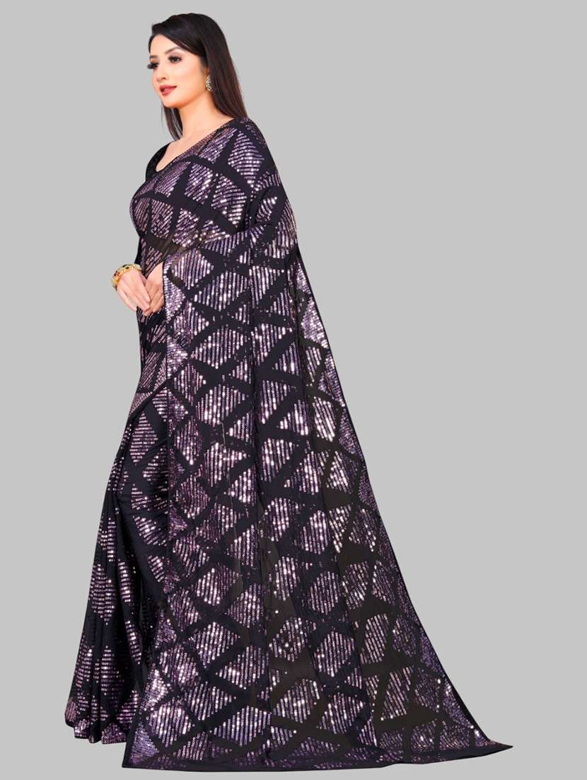 women solid with work embellished saree with blouse - 22103205 - Standard Image - 1