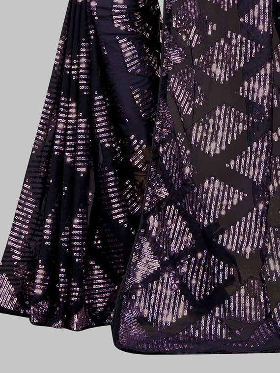 women solid with work embellished saree with blouse - 22103205 - Standard Image - 4