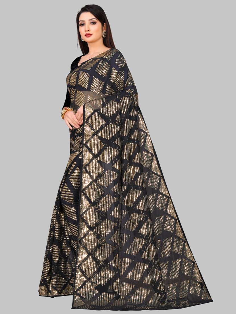 women solid with work embellished saree with blouse - 22103207 - Standard Image - 1