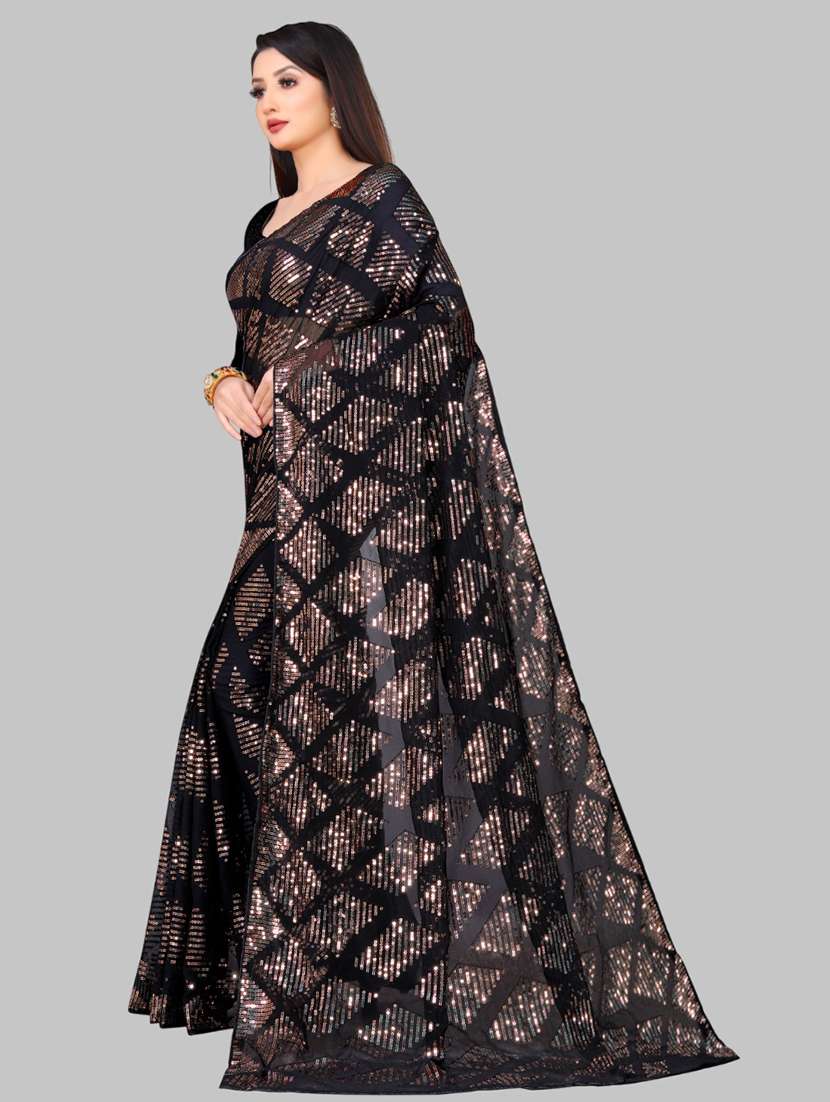 women solid with work embellished saree with blouse - 22103208 - Standard Image - 1