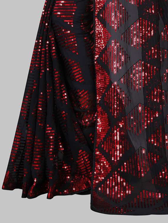 women solid with work embellished saree with blouse - 22103209 - Standard Image - 4