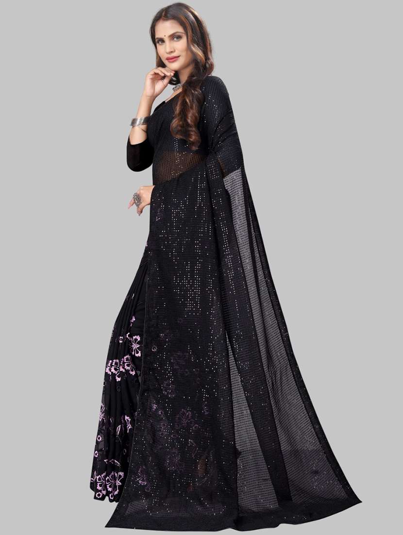 women solid with work embellished saree with blouse - 22103210 -  Standard Image - 1