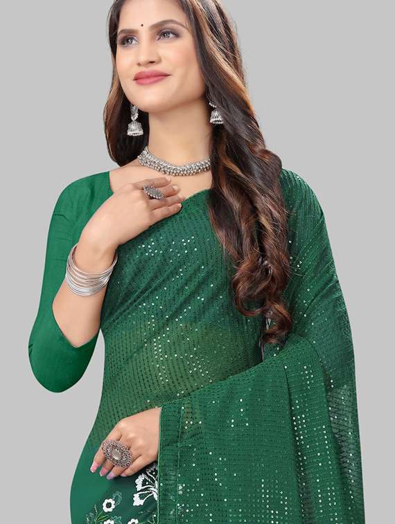women solid with work embellished saree with blouse - 22103211 -  Standard Image - 1