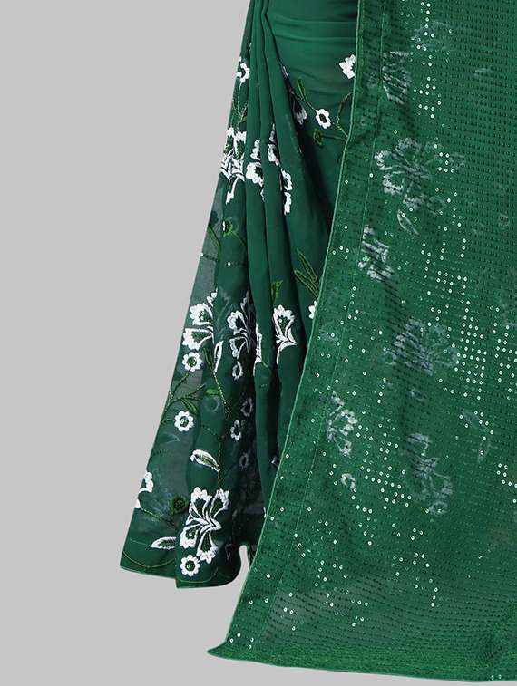 women solid with work embellished saree with blouse - 22103211 - Standard Image - 4