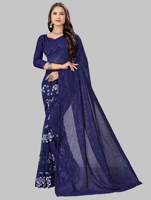 women solid with work embellished saree with blouse - 22103213 - Standard Image - 0