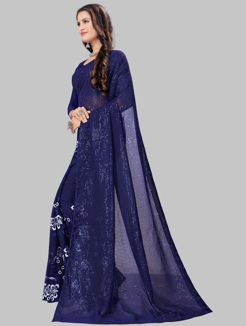 women solid with work embellished saree with blouse - 22103213 -  Standard Image - 1