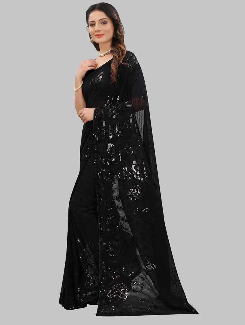 women solid with work embellished saree with blouse - 22103215 -  Standard Image - 1