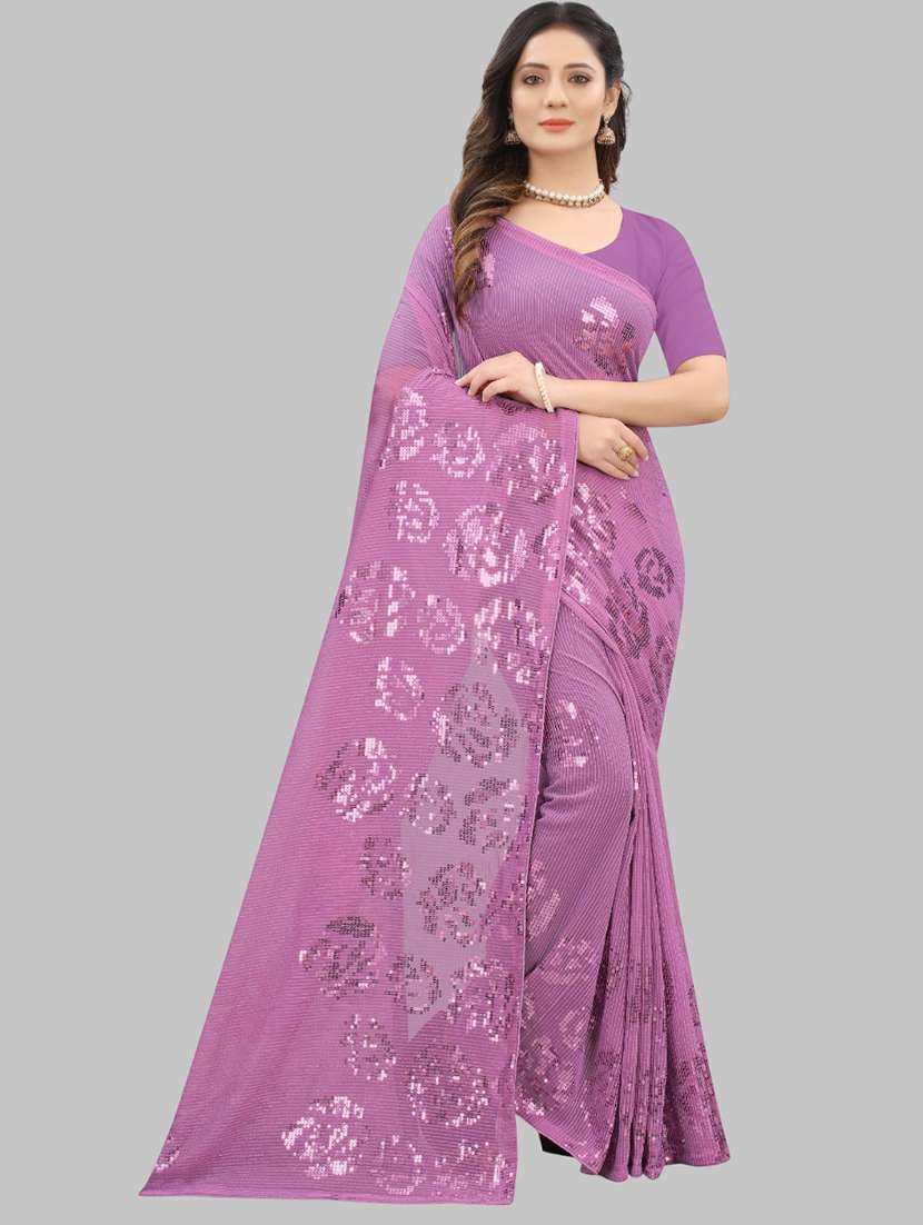 women solid with work embellished saree with blouse - 22103218 -  Standard Image - 1