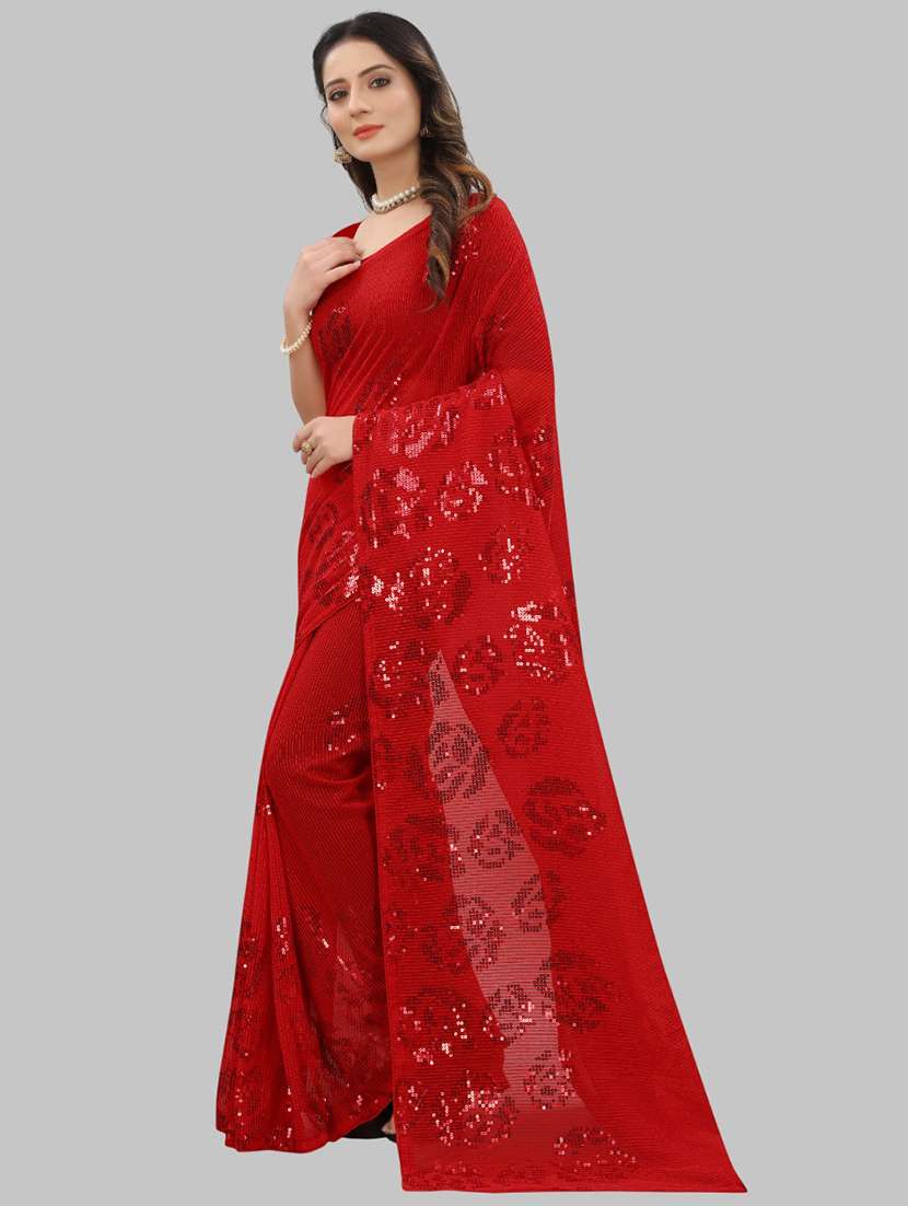 women solid with work embellished saree with blouse - 22103219 -  Standard Image - 1