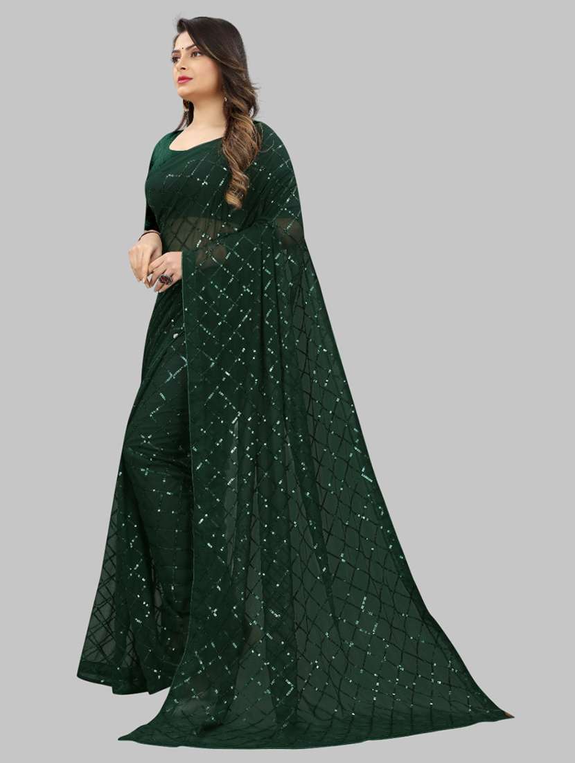 women solid with work embellished saree with blouse - 22103222 - Standard Image - 1