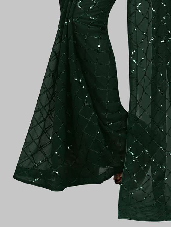 women solid with work embellished saree with blouse - 22103222 - Standard Image - 4