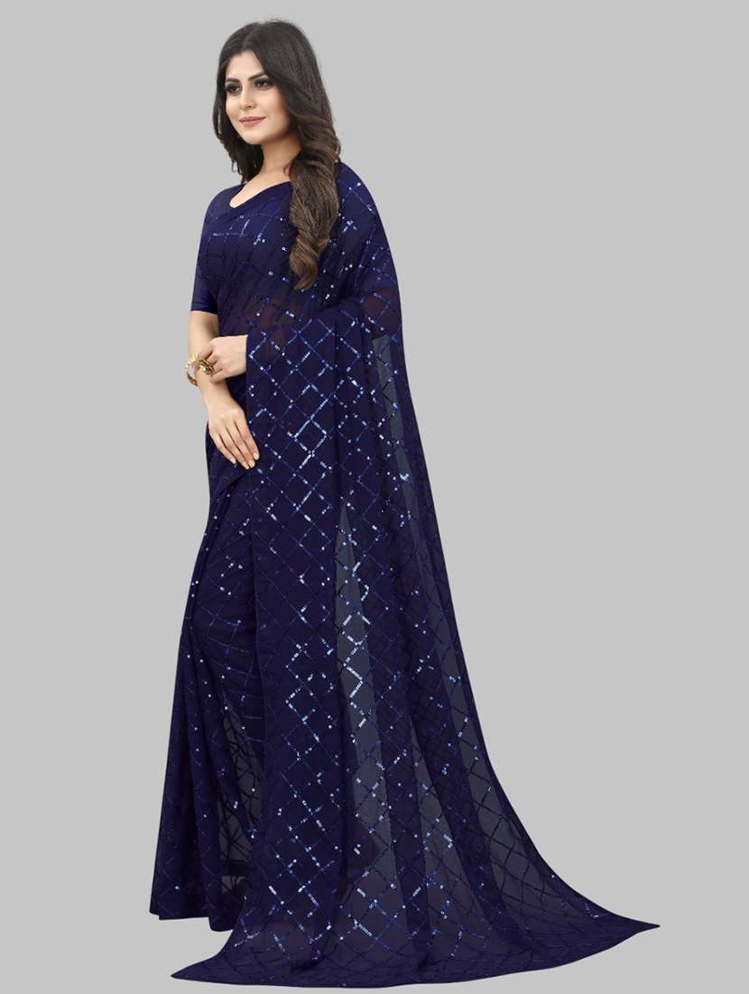 women solid with work embellished saree with blouse - 22103223 -  Standard Image - 1