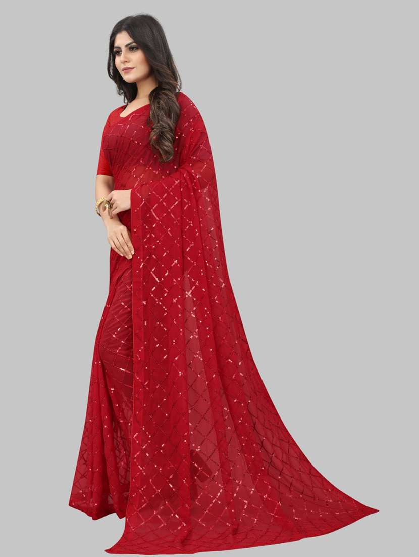 women solid with work embellished saree with blouse - 22103225 -  Standard Image - 1