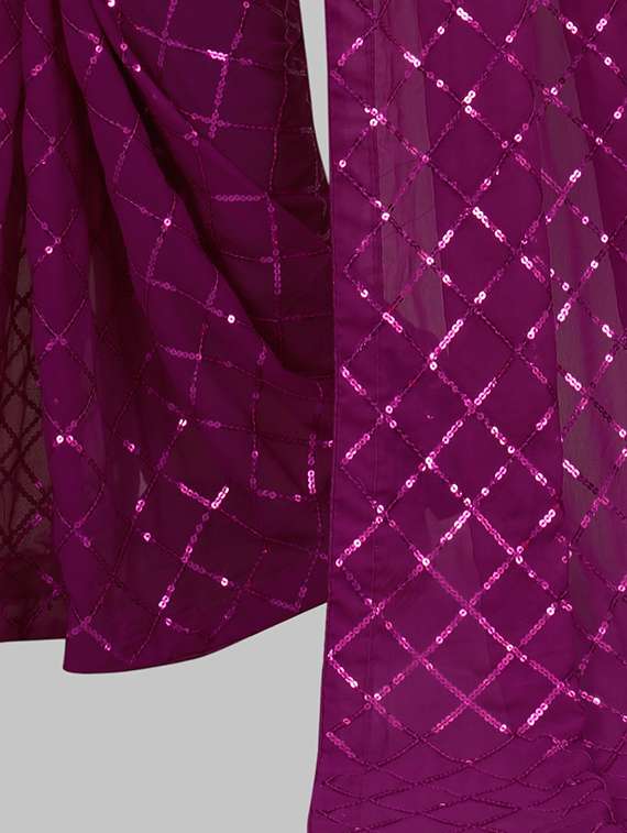 women solid with work embellished saree with blouse - 22103226 - Standard Image - 4