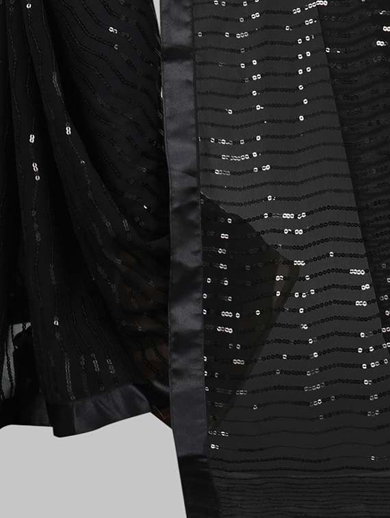 women solid with work embellished saree with blouse - 22103232 - Standard Image - 4