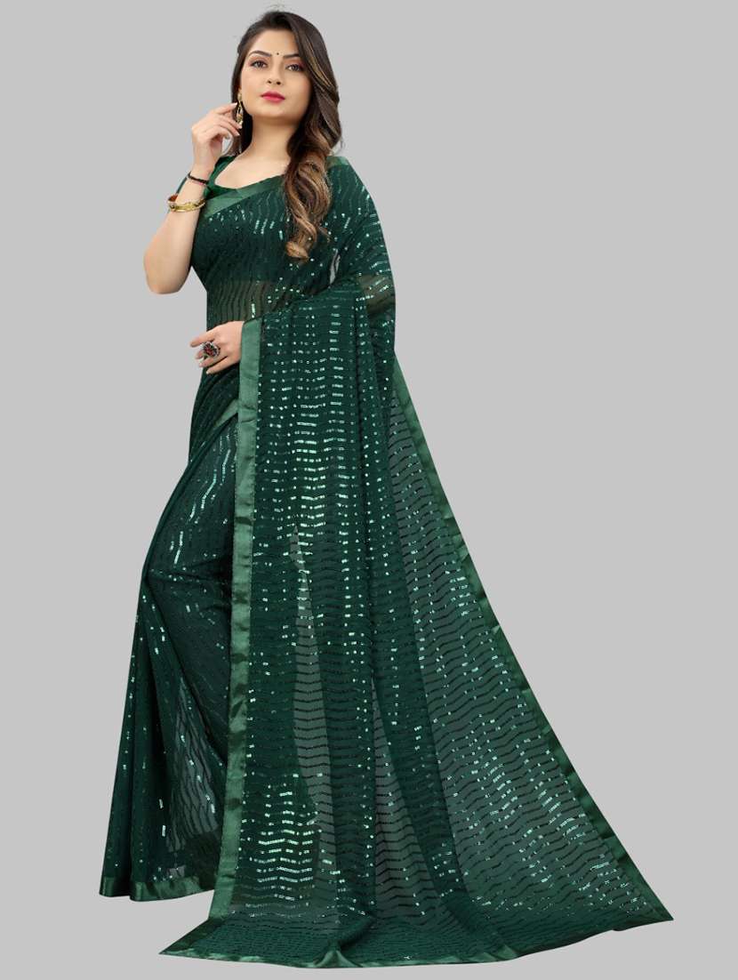 women solid with work embellished saree with blouse - 22103234 -  Standard Image - 1