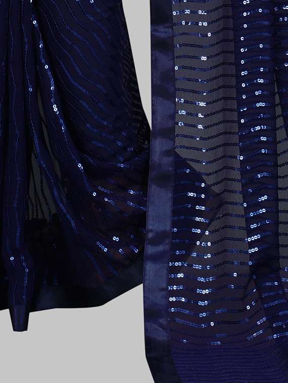 women solid with work embellished saree with blouse - 22103236 - Standard Image - 4