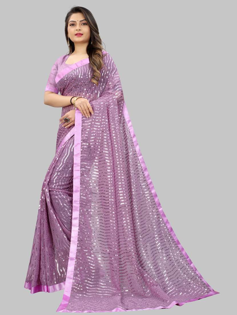 women solid with work embellished saree with blouse - 22103237 - Standard Image - 1