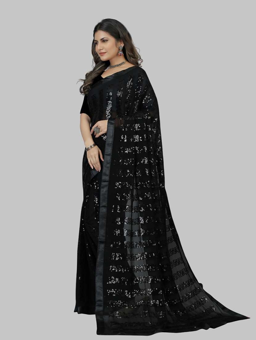 women solid with work embellished saree with blouse - 22103239 - Standard Image - 1