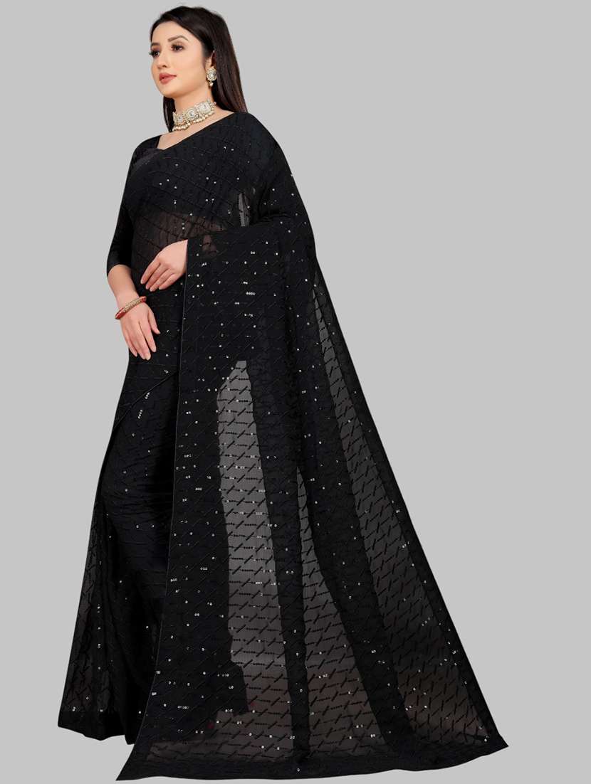 women solid with work embellished saree with blouse - 22103243 -  Standard Image - 1