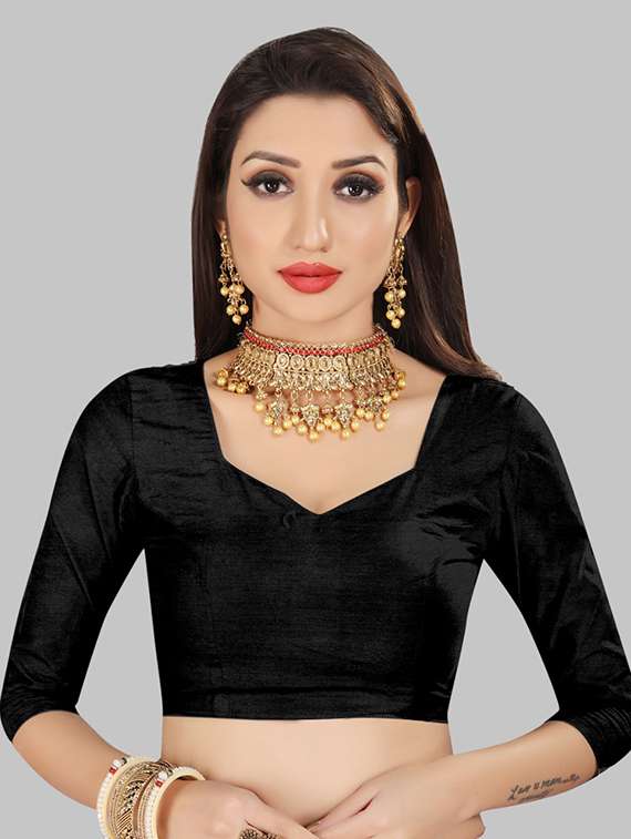 women solid with work embellished saree with blouse - 22103243 - Standard Image - 4