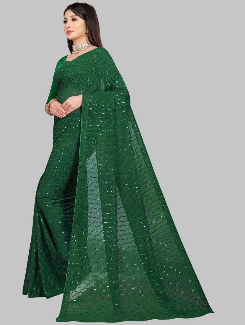 women solid with work embellished saree with blouse - 22103245 -  Standard Image - 1