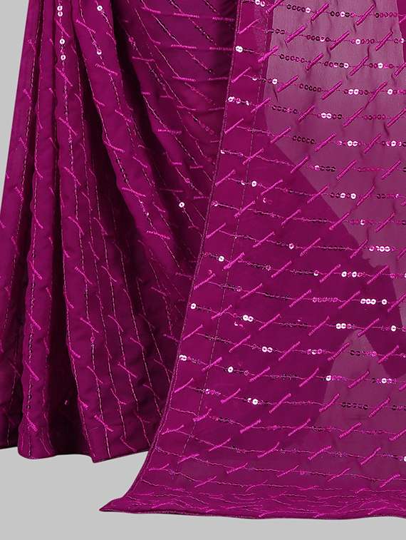 women solid with work embellished saree with blouse - 22103247 - Standard Image - 4