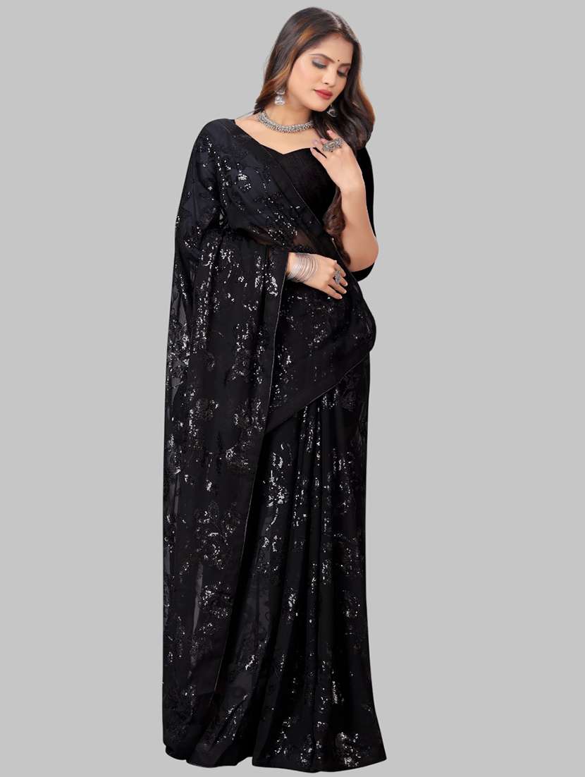 women solid with work embellished saree with blouse - 22103248 -  Standard Image - 1