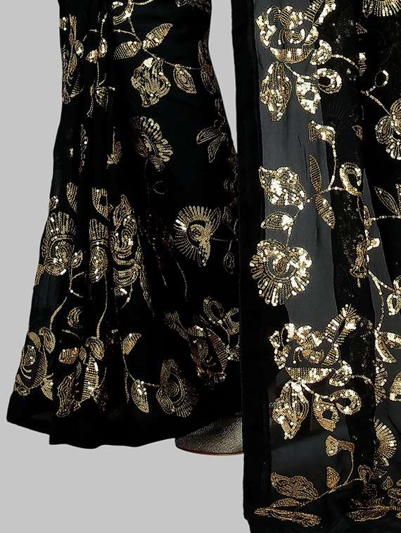women solid with work embellished saree with blouse - 22103249 - Standard Image - 4