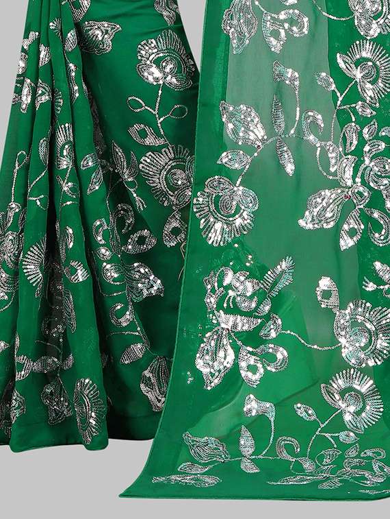 women solid with work embellished saree with blouse - 22103250 -  Standard Image - 4