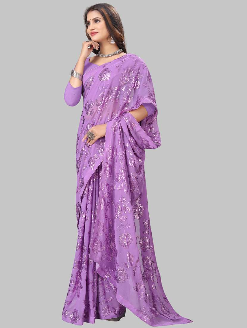 women solid with work embellished saree with blouse - 22103251 -  Standard Image - 1