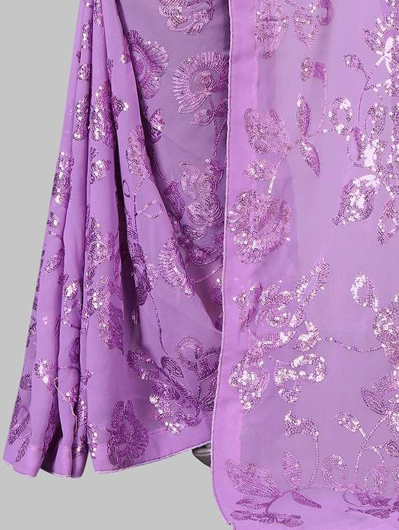 women solid with work embellished saree with blouse - 22103251 -  Standard Image - 4