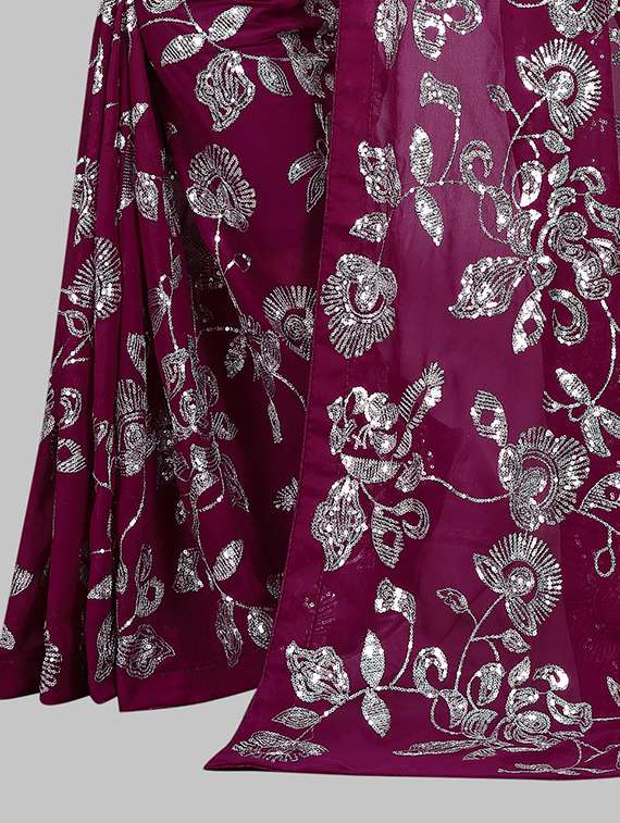 women solid with work embellished saree with blouse - 22103254 - Standard Image - 4