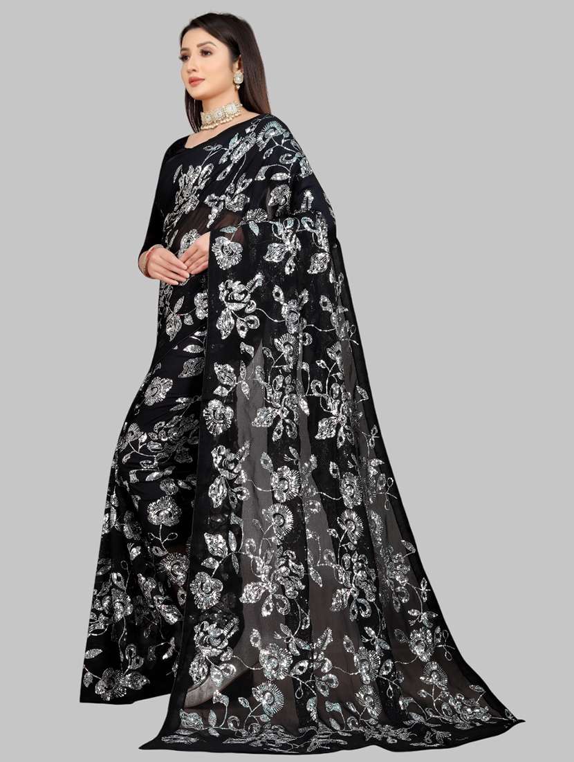 women solid with work embellished saree with blouse - 22103258 -  Standard Image - 1