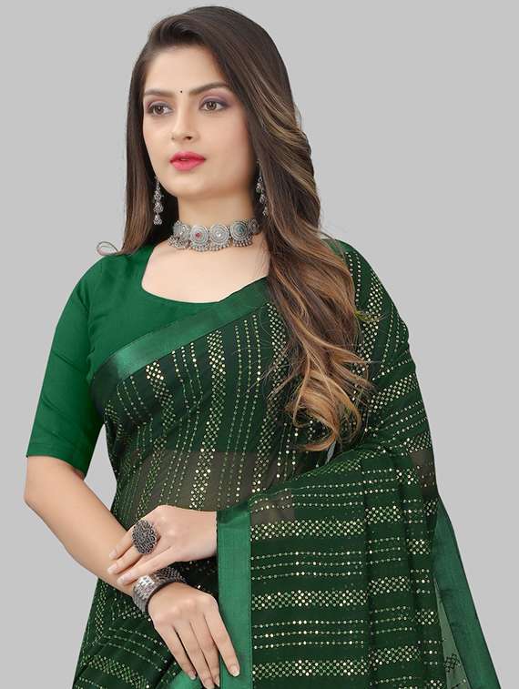 women solid with work embellished saree with blouse - 22103266 - Standard Image - 1