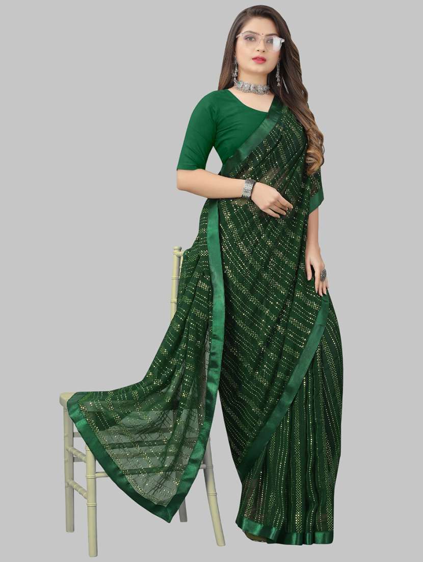 women solid with work embellished saree with blouse - 22103266 - Standard Image - 4