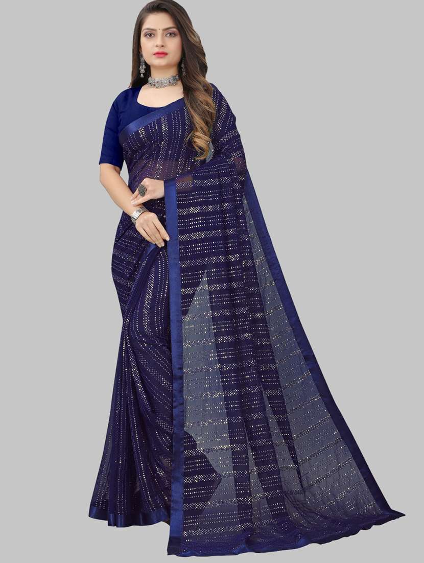 women solid with work embellished saree with blouse - 22103267 -  Standard Image - 1