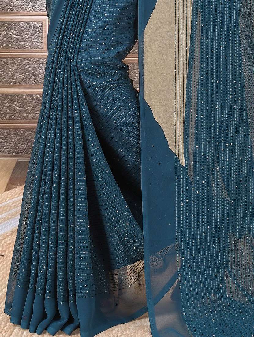 women solid with work embellished saree with blouse - 22103276 - Standard Image - 4