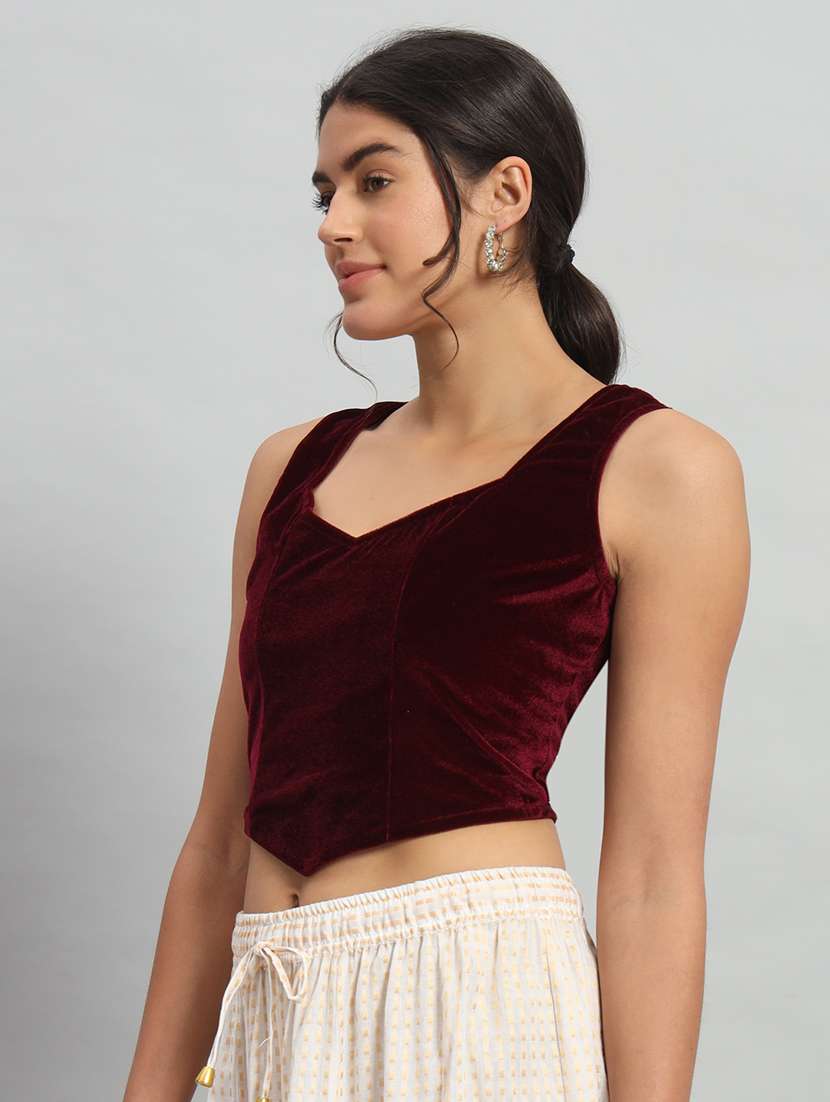 women solid sleeveless stitched blouse - 22103281 -  Standard Image - 1