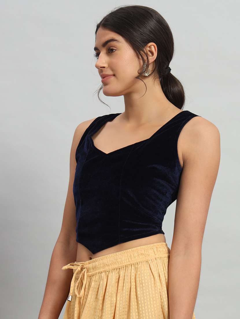women solid sleeveless stitched blouse - 22103282 -  Standard Image - 1