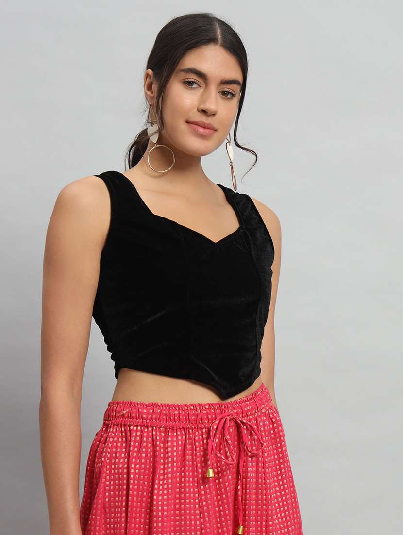 women solid sleeveless stitched blouse - 22103284 -  Standard Image - 1