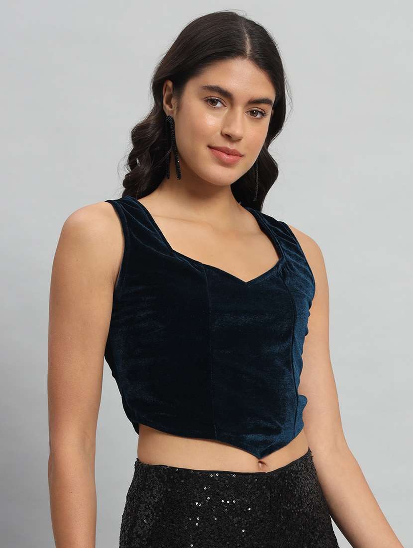 women solid sleeveless stitched blouse - 22103285 -  Standard Image - 1