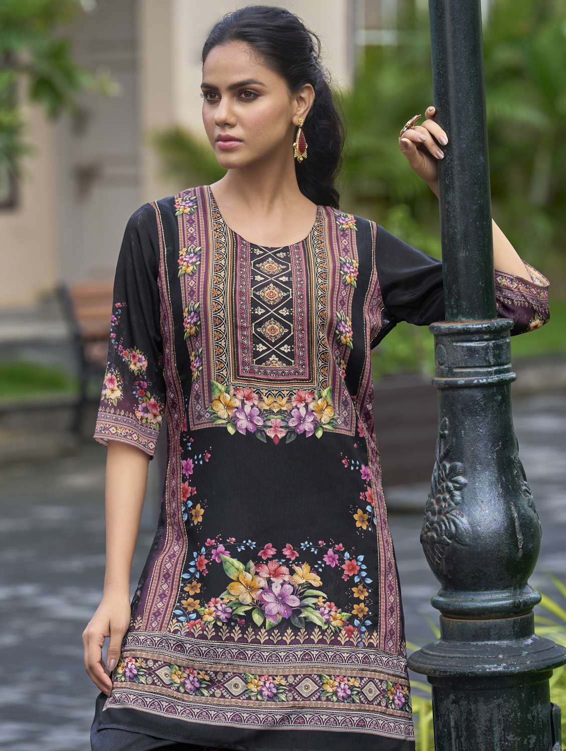 women printed three quarter sleeve ethnic co-ord set - 22103961 -  Standard Image - 1
