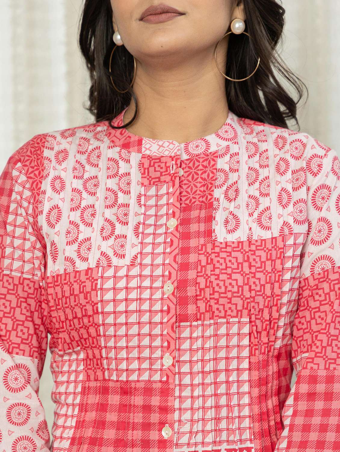 women printed three quarter sleeve a-line ethnic top - 22105352 -  Standard Image - 4