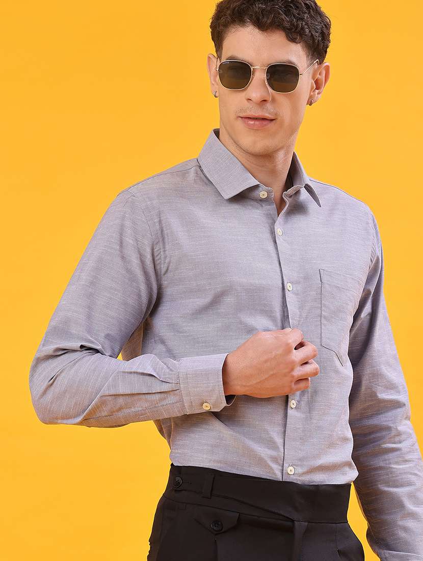 men solid long sleeve regualr fit formal shirt