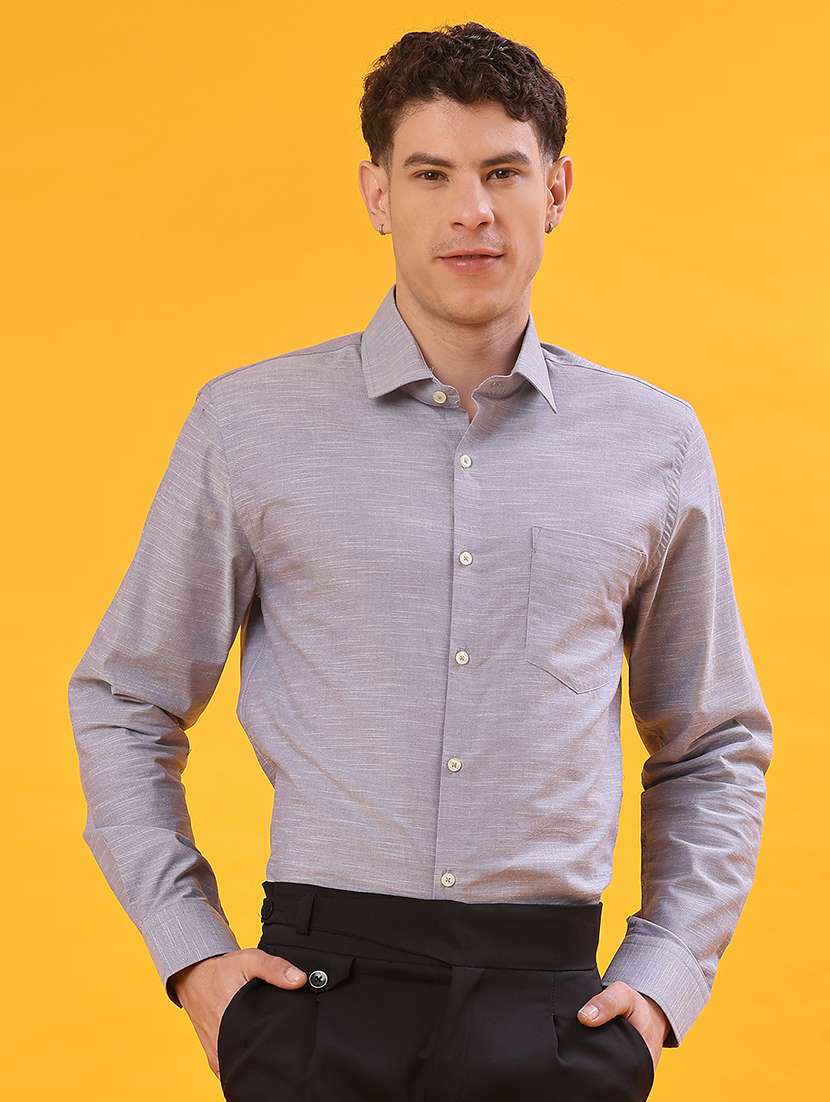 men solid long sleeve regualr fit formal shirt - 22105372 -  Standard Image - 1